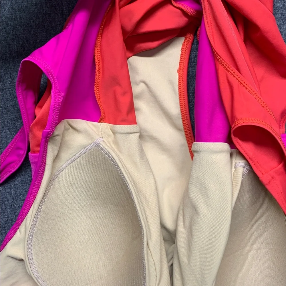 summersalt Pink and Orange The Perfect Wrap One-Piece Swimsuit